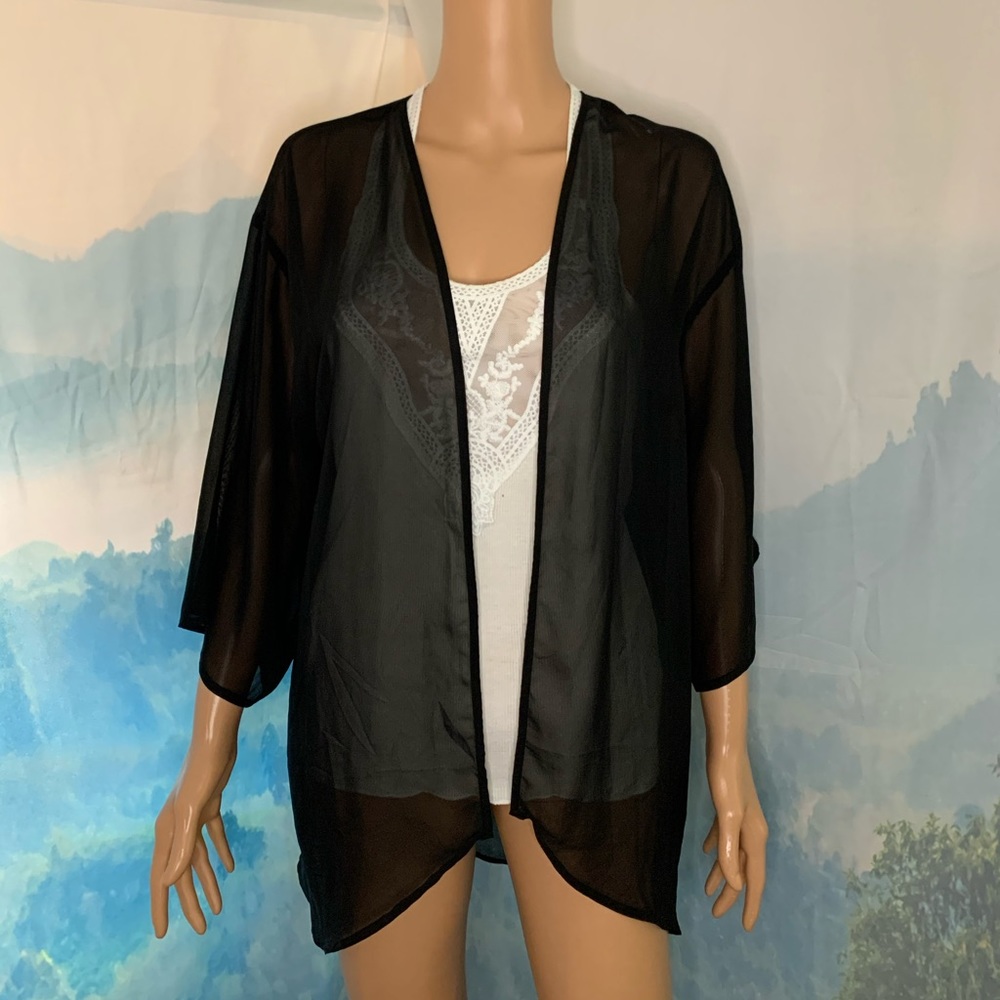 H&M Black Sheer Kimono/Cover Up size XS
